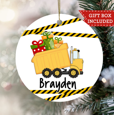 Personalized Kids Dump Truck Ornament