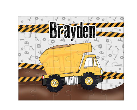 Personalized Construction Dump Truck Jigsaw Puzzle