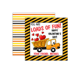 Personalized Loads of Fun Dump Truck Valentine's Day Tags, Valentine Cards