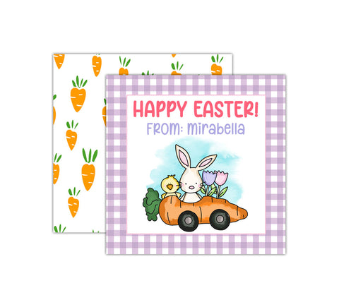 Personalized Easter Bunny Carrot Car Easter Tags, Easter Cards