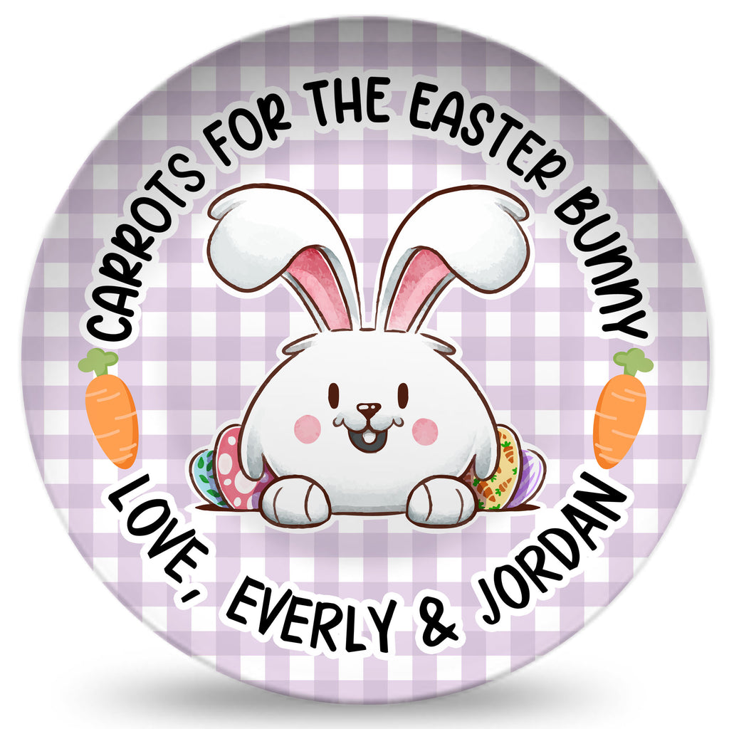 Personalized Carrots For The Easter Bunny Plate - Purple Gingham