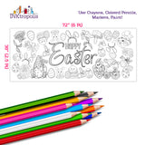 Happy Easter Coloring Banner, Poster, Paper Table Cover
