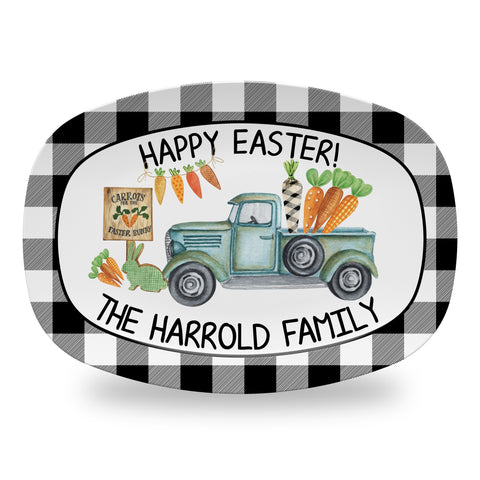 Personalized Easter Platter, Serving Tray - Farmhouse Truck