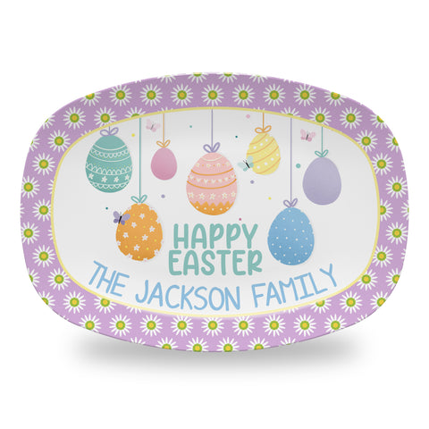 Personalized Easter Platter, Serving Tray - Hanging Easter Eggs