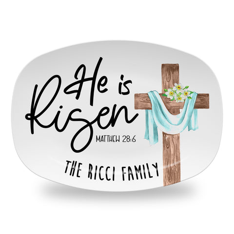Personalized Easter Platter, Serving Tray - He is Risen