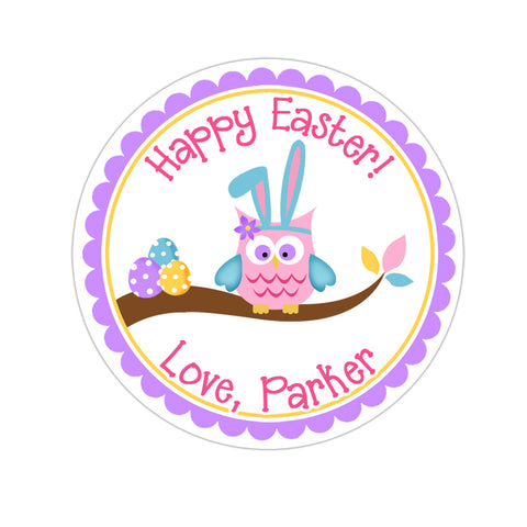 Easter Bunny Owl Personalized Easter Sticker