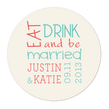 Eat Drink and Be Married Modern Personalized Sticker Wedding Stickers - INKtropolis