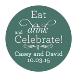Eat Drink and Celebrate Personalized Sticker Wedding Stickers - INKtropolis
