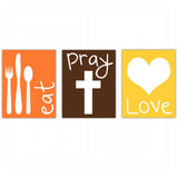 Eat Pray Love Kitchen Artwork Decor, Poster, Print, Framed or Canvas - Set of 3 kitchen art - INKtropolis