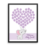 Personalized Baby Shower Guest Book Alternative - Elephant Balloon Customized Poster, Print, Framed or Canvas, 50 Signatures Baby Shower Guest Book - INKtropolis