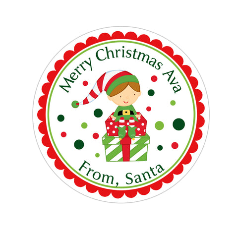 Little Elf Personalized Christmas Gift Sticker