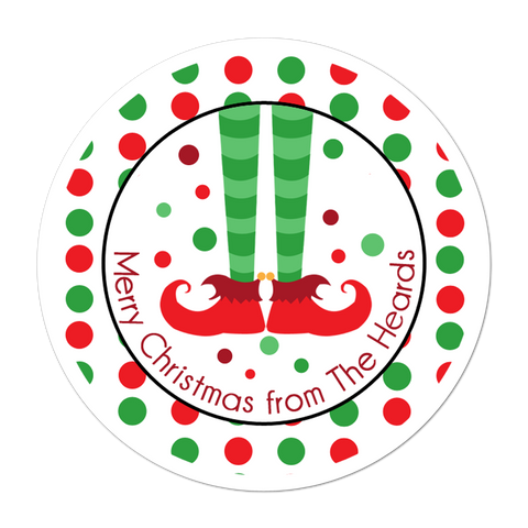 Elf Feet Personalized Christmas Gift Sticker