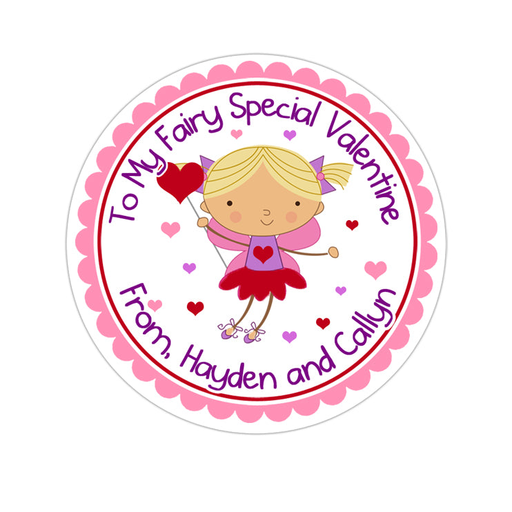 Fairy Blonde Valentines Day Personalized Sticker Valentines Day Stickers - INKtropolis