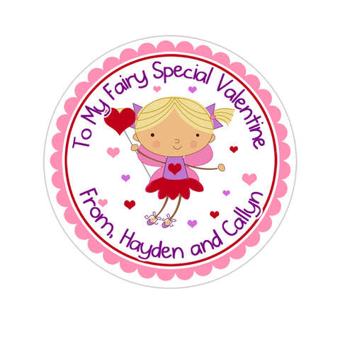 Blonde Fairy Personalized Valentines Day Sticker