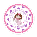 Fairy Princess Wide Polka Dot Border Personalized Sticker Birthday Stickers - INKtropolis