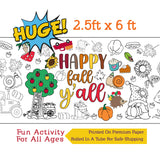 Happy Fall Y'all Coloring Banner, Poster, Paper Table Cover