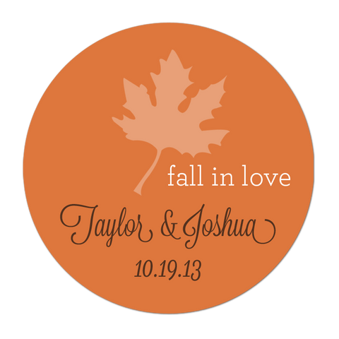 Fall Leaf Personalized Wedding Favor Sticker