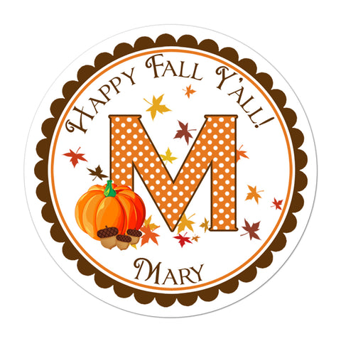 Fall Pumpkin Monogram Personalized Fall Sticker