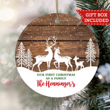 Personalized Our First Christmas as a Family Ornament - Deer Family