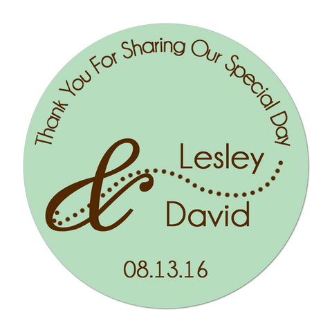Curvy Ampersand Personalized Wedding Favor Sticker