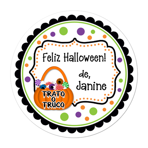 Trato O Truco Fancy Frame Personalized Halloween Sticker