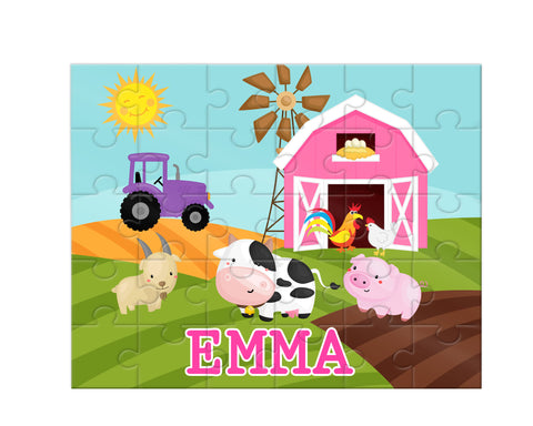 Personalized Girl Farm Jigsaw Puzzle