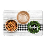 Personalized Pet Food Placemat - Farmhouse Buffalo Plaid