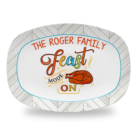 Personalized Thanksgiving Platter, Serving Tray - Feast Mode