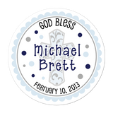 Blue Filigree Cross Personalized Sticker Birthday Stickers - INKtropolis