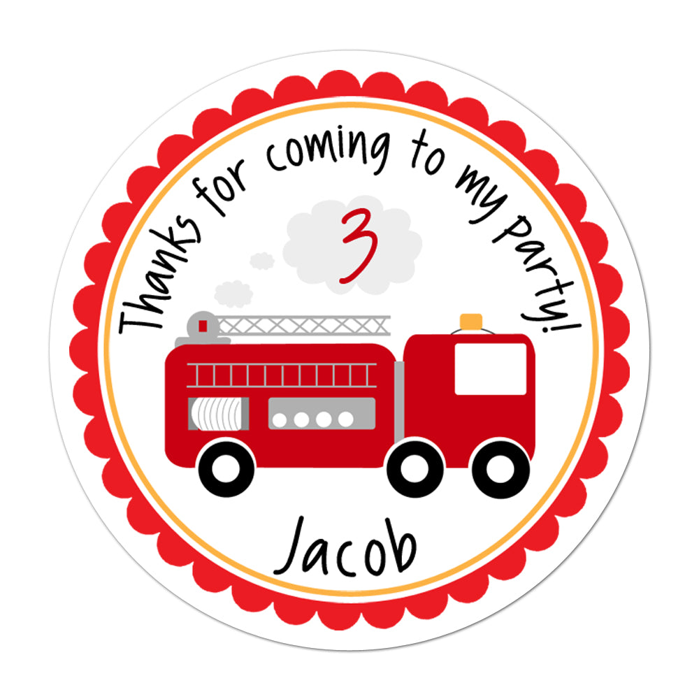Fire Truck Personalized Sticker Birthday Stickers - INKtropolis