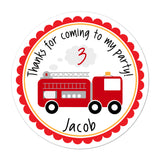 Fire Truck Personalized Sticker Birthday Stickers - INKtropolis
