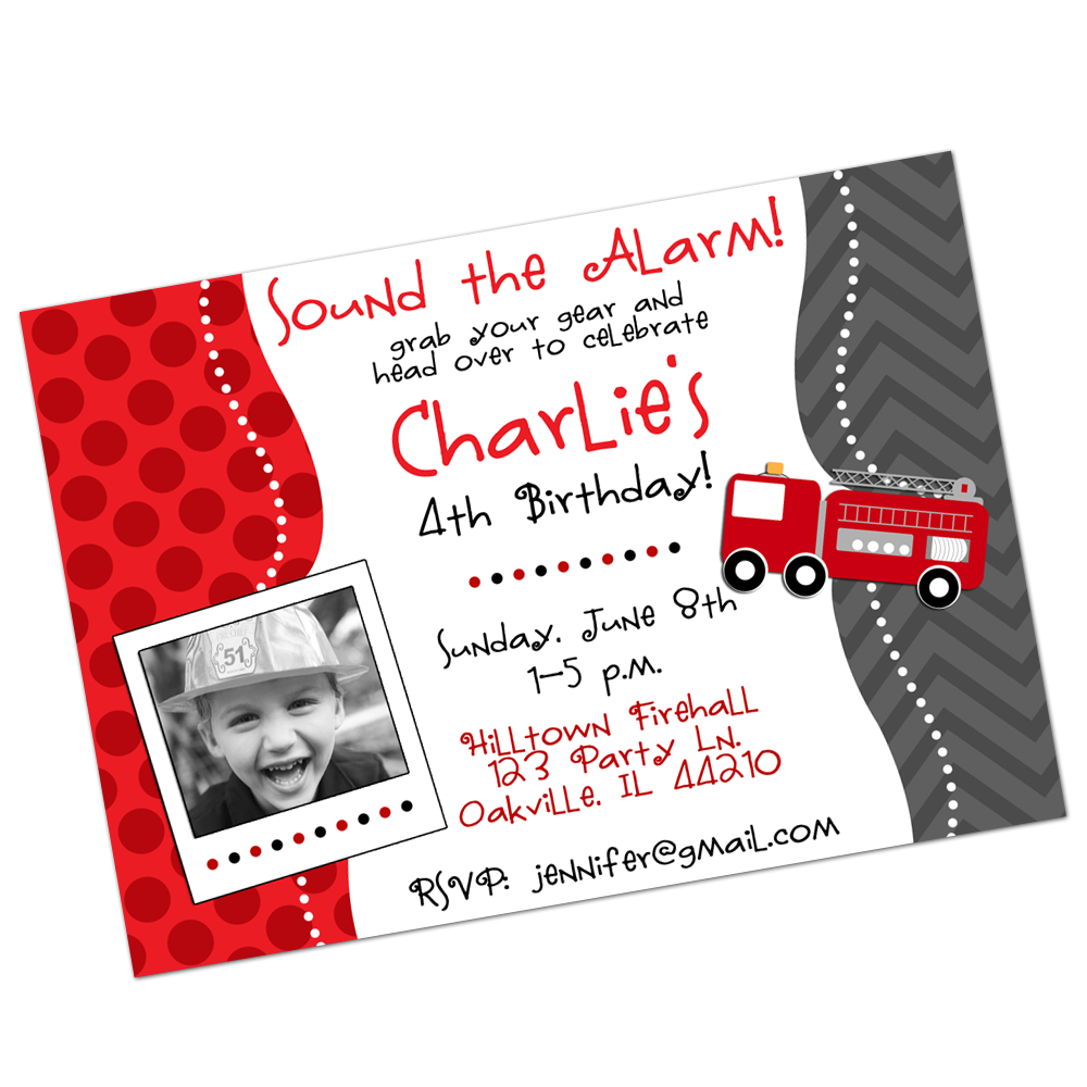 Firetruck Digital Invitation Digital Invitations - INKtropolis