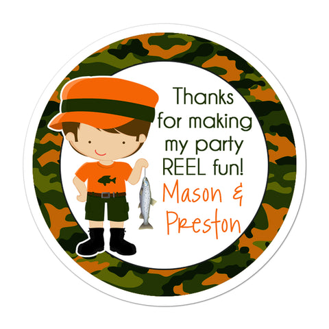 Fisherman Personalized Birthday Favor Sticker