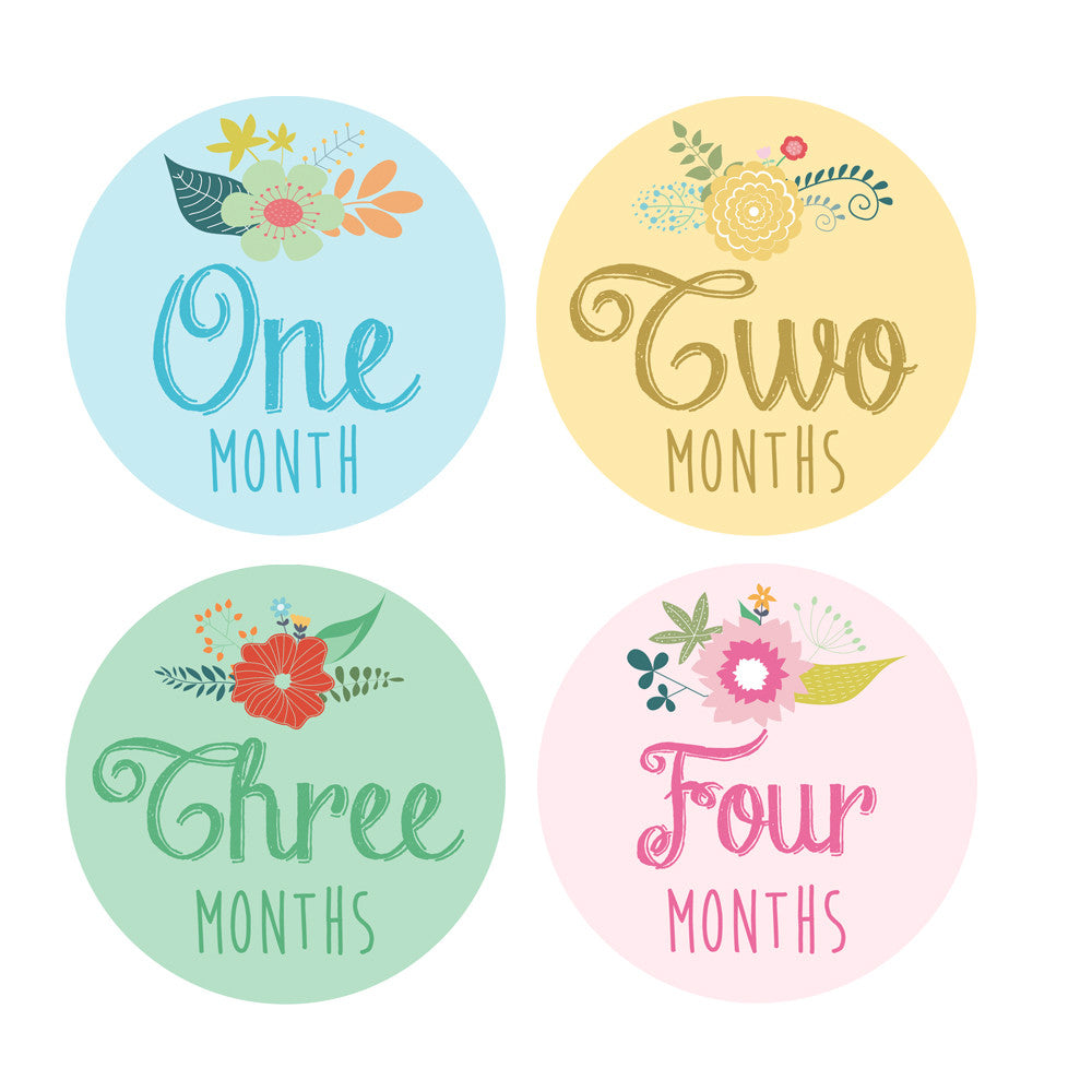 Floral Monthly Baby Stickers onesie sticker - INKtropolis