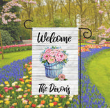 Personalized Garden Flag - Bucket Of Roses