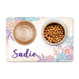 Personalized Pet Food Placemat - Watercolor Floral