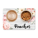 Personalized Pet Food Placemat - Peach Roses