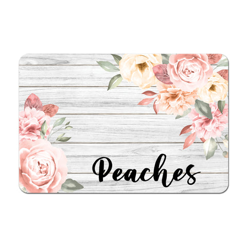 Personalized Pet Food Placemat - Peach Roses