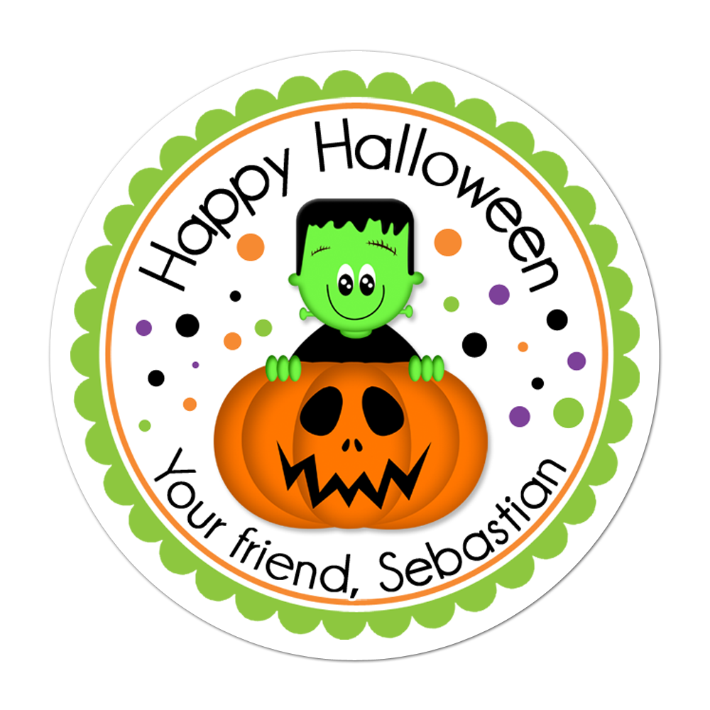 Frankenstein Pumpkin Personalized Sticker Halloween Stickers - INKtropolis