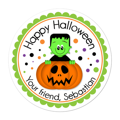 Frankenstein Pumpkin Personalized Halloween Sticker
