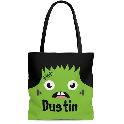 Personalized Halloween Trick Or Treat Bag, Kids Halloween Tote Bag - Frankenstein Face