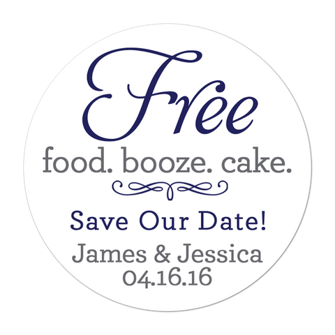 Free Food Booze Cake Personalized Save The Date Sticker