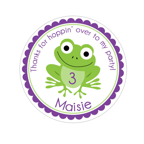 Frog Personalized Birthday Favor Sticker