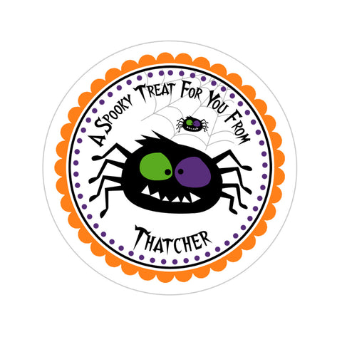 Spooky Spider Personalized Halloween Sticker