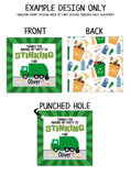 Personalized Garbage Truck Birthday Favor Tags