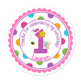 Garden Party Wide Polka Dot Border Personalized Sticker Birthday Stickers - INKtropolis