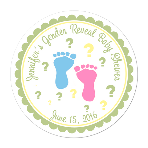 Gender Reveal Baby Feet Personalized Baby Shower Sticker