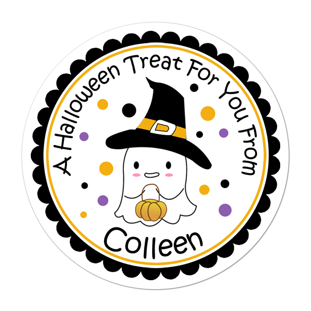 Ghost Witch Personalized Sticker Halloween Stickers - INKtropolis