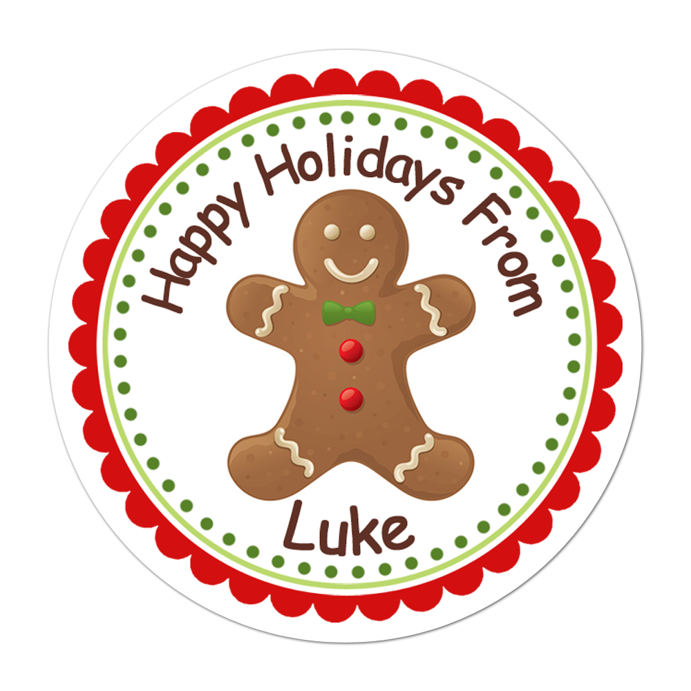 Gingerbread Man Personalized Sticker Christmas Stickers - INKtropolis