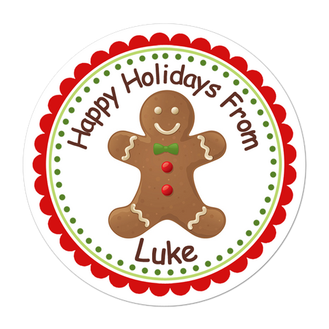 Gingerbread Man Personalized Christmas Gift Sticker